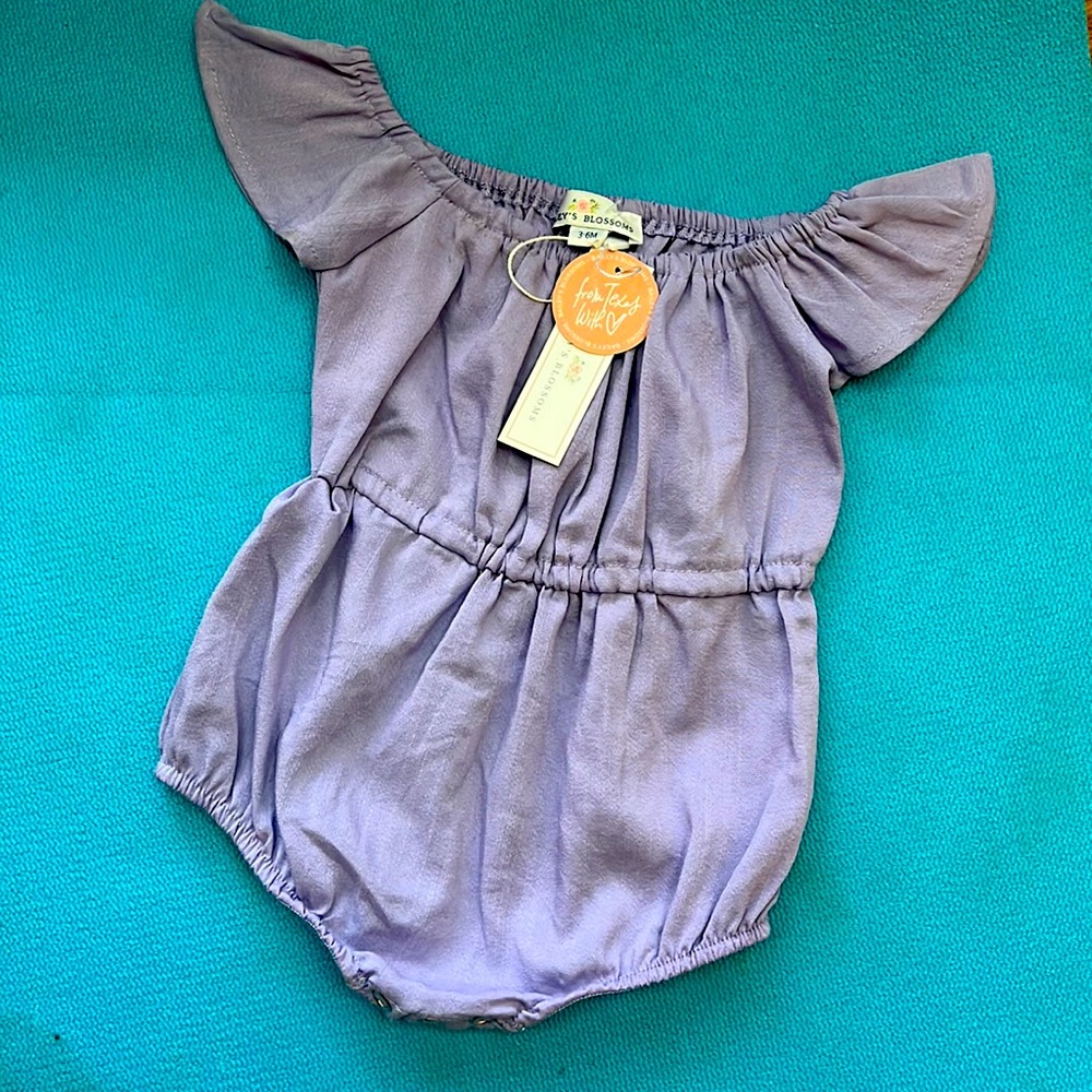 Bailey’s Blossoms Lilac Bubble Romper 3-6mos